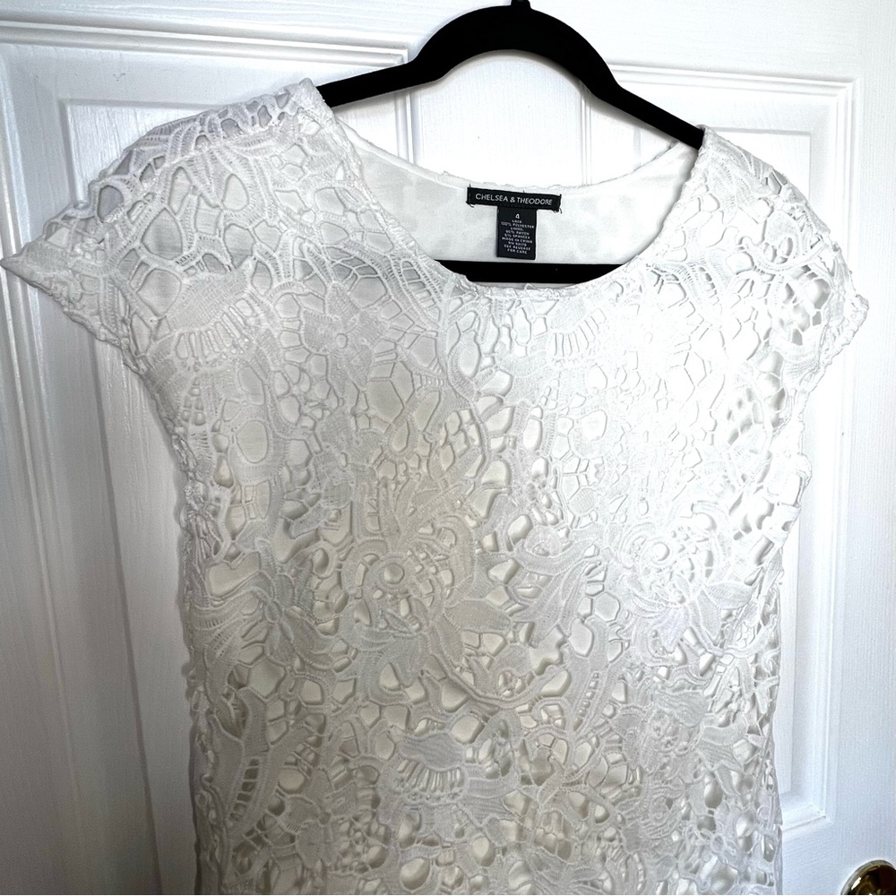 Chelsea & Theodore White Lace Dress Size 4 Bridal Shower Graduation - Picture 2 of 6